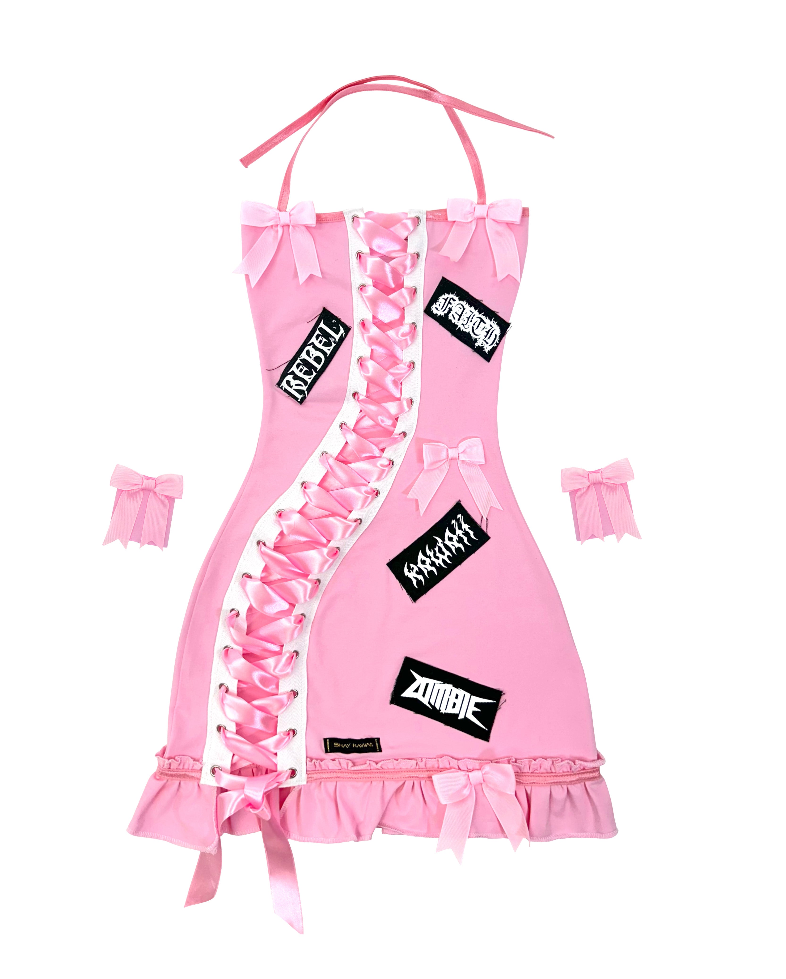 BB DOLL LACED'UP DRESS with patches