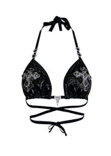 CROSS RHINESTONE BRA BLACK