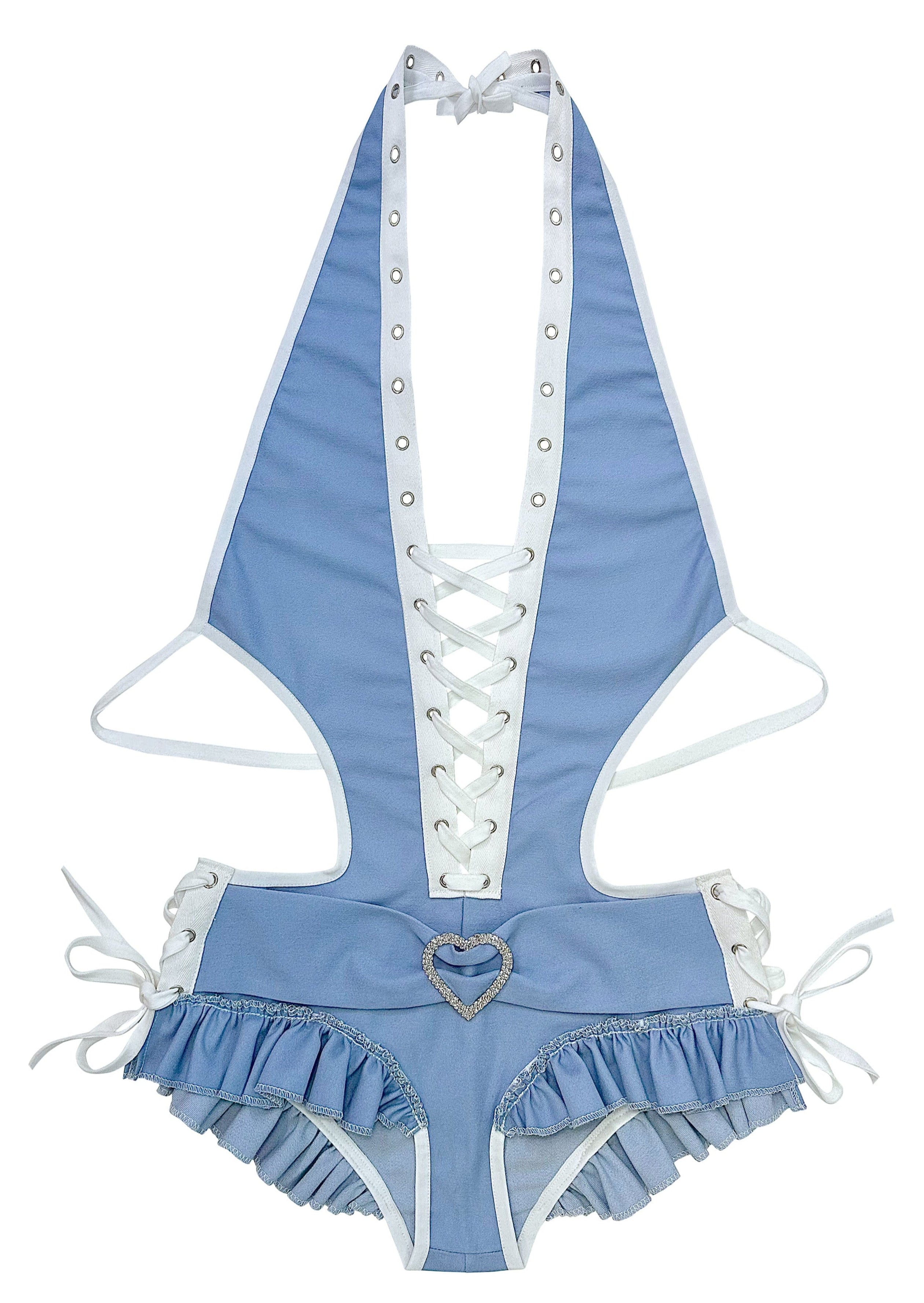 DIAMOND DENIM ROMPER