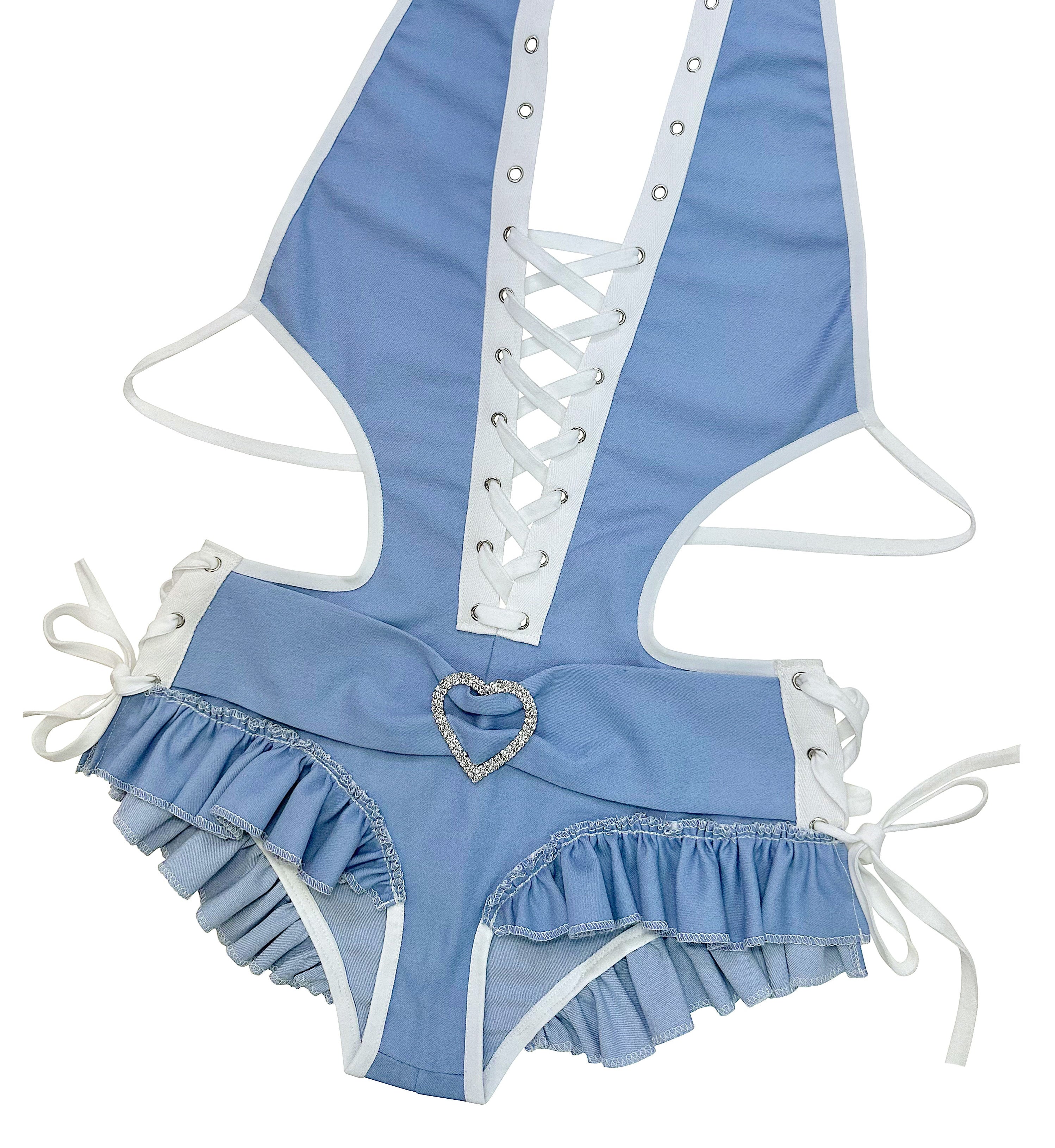 DIAMOND DENIM ROMPER