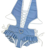 DIAMOND DENIM ROMPER