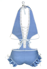 DIAMOND DENIM ROMPER