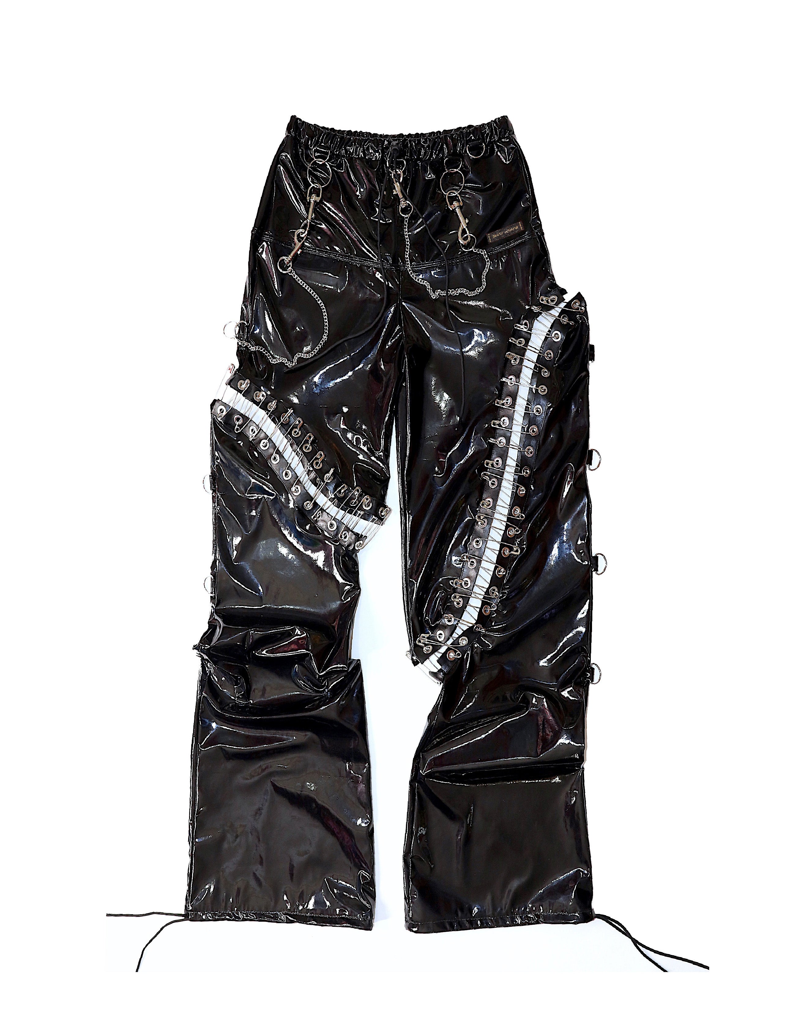 THE "DESTROY" SAFETY PINS VINYL PANTS