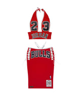 BULLS RED MIDI SKIRT SET