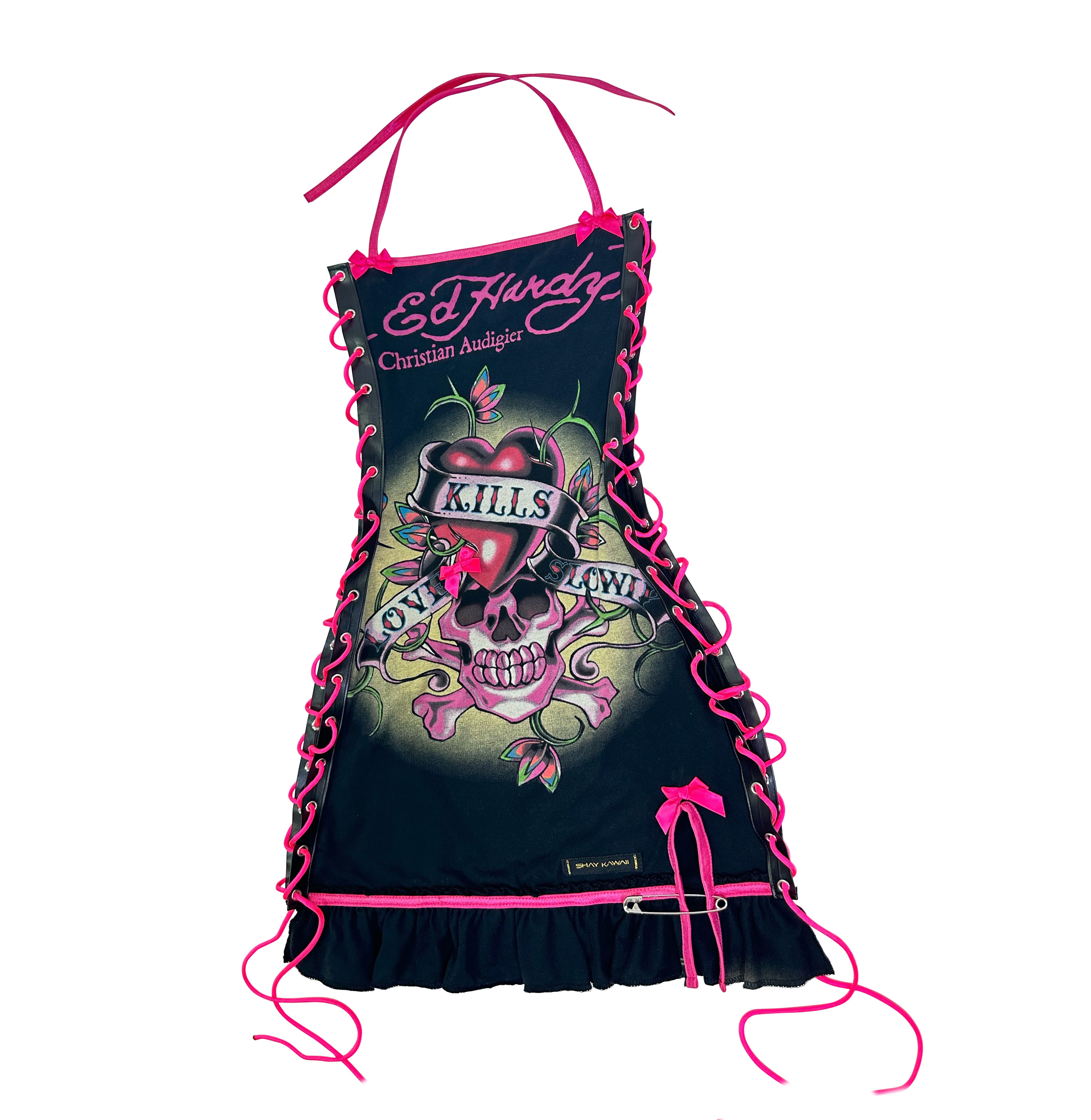 ED HARDY BLACK & PINK SKULL DRESS