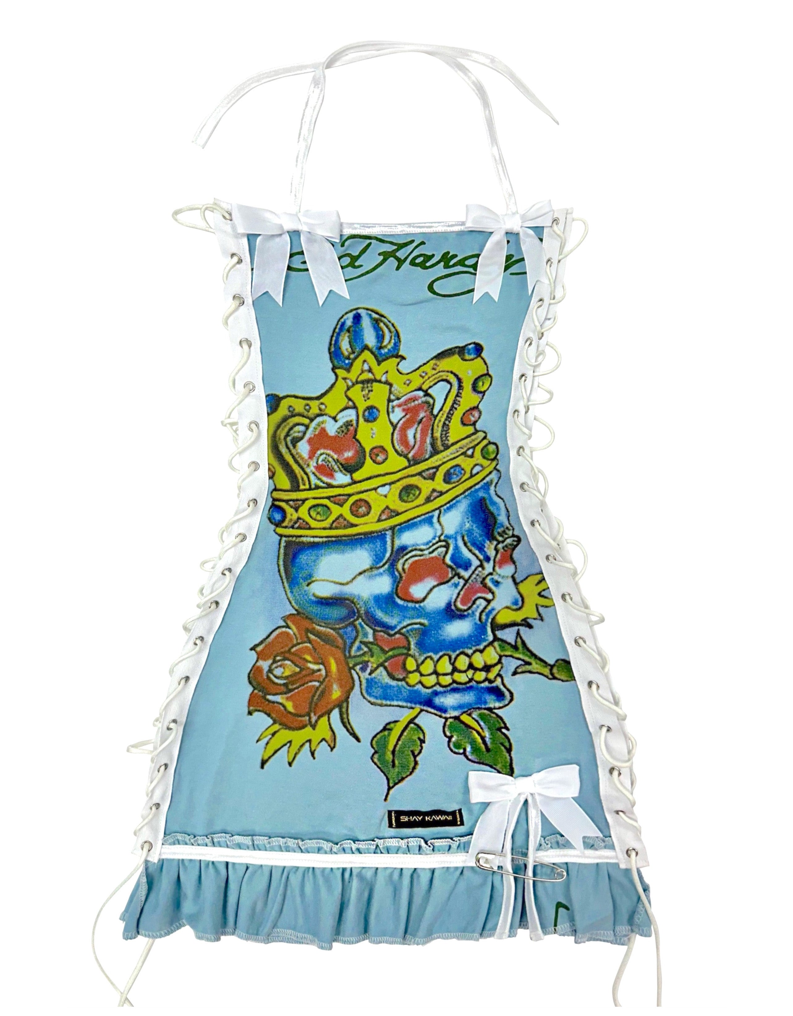 KUSTOM ED HARDY BABY BLUE RHINESTONE DRESS