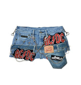 ACDC DOUBLE WAIST DENIM SKIRT