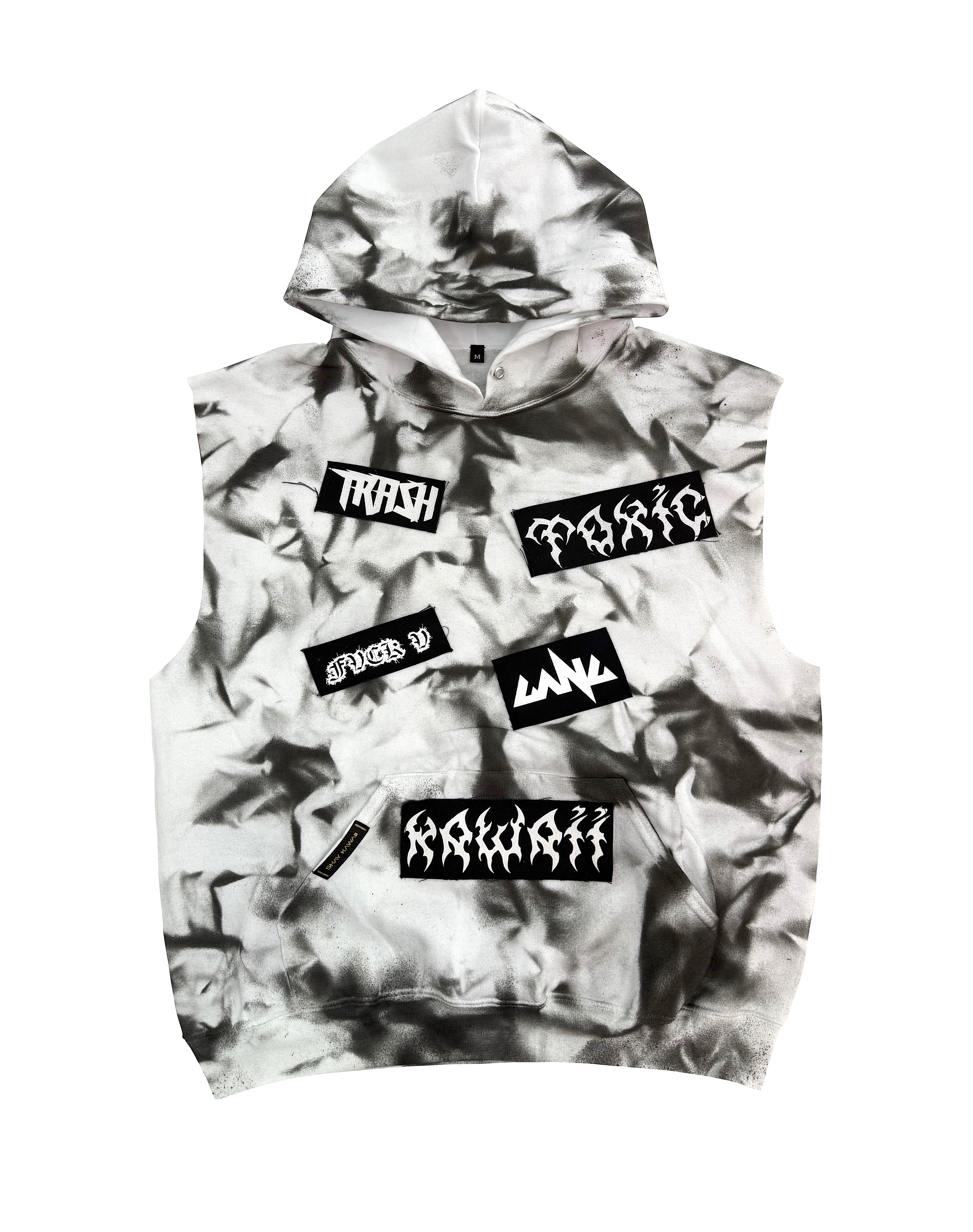 WHITE BROOKLYN  SLEEVELESS HOODIE