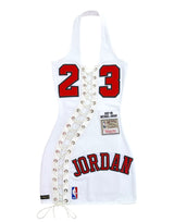 BULLS JORDAN REWORKED LACE-UP MINI DRESS WHITE