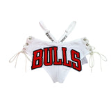 BULLS MINI SHORT SET (WHITE AND RED)