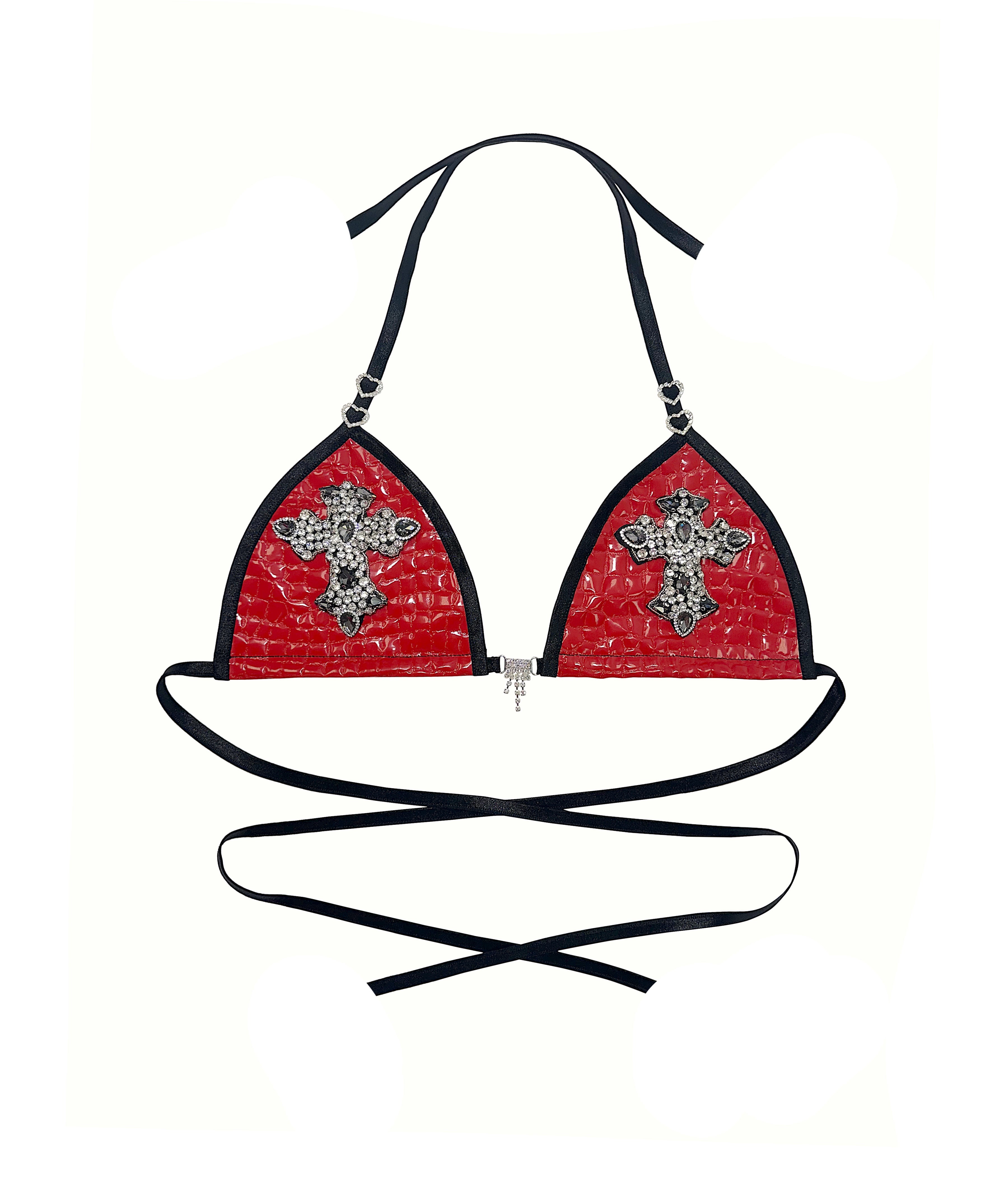 CROSS RHINESTONE BRA