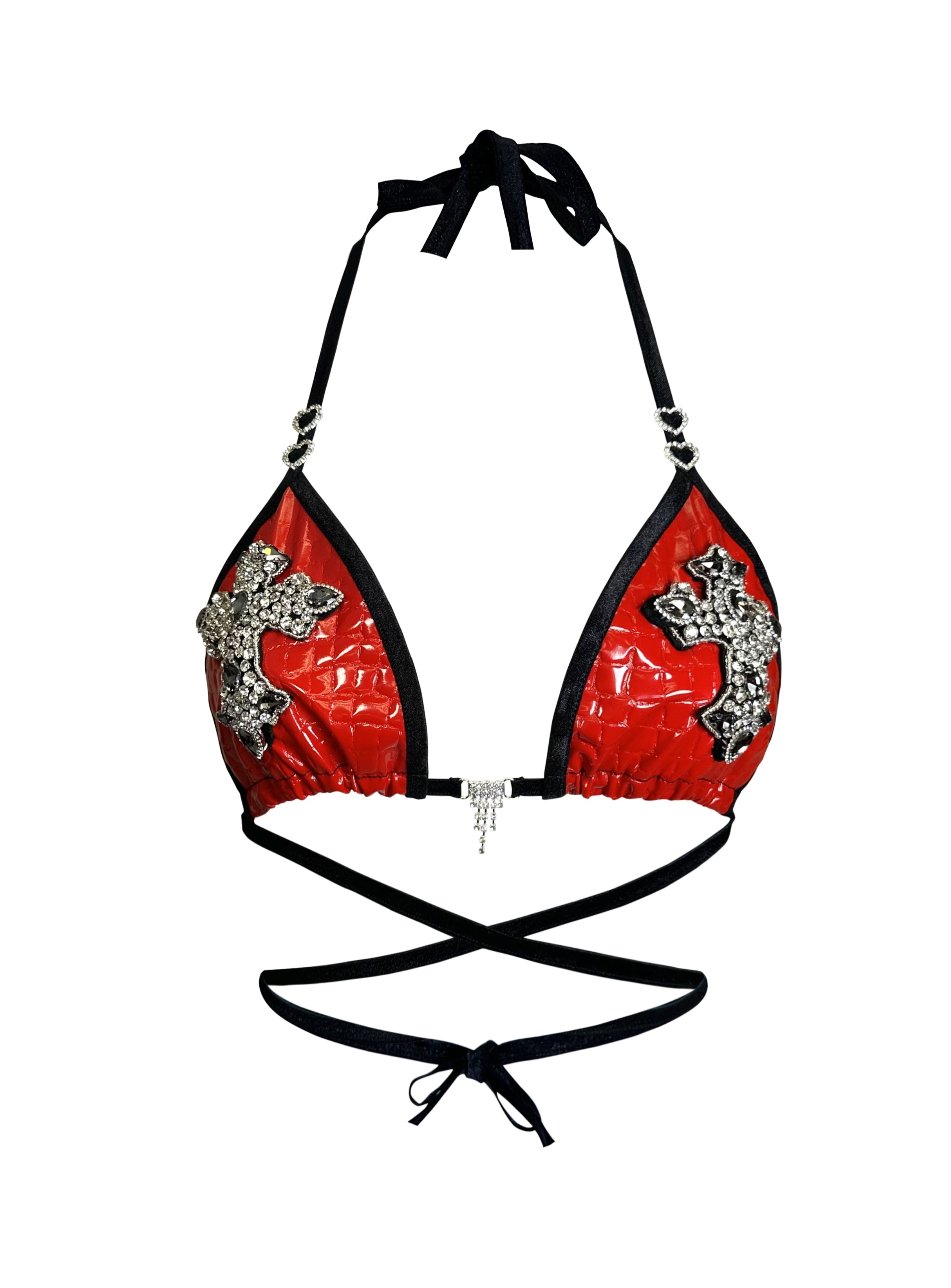 CROSS RHINESTONE BRA