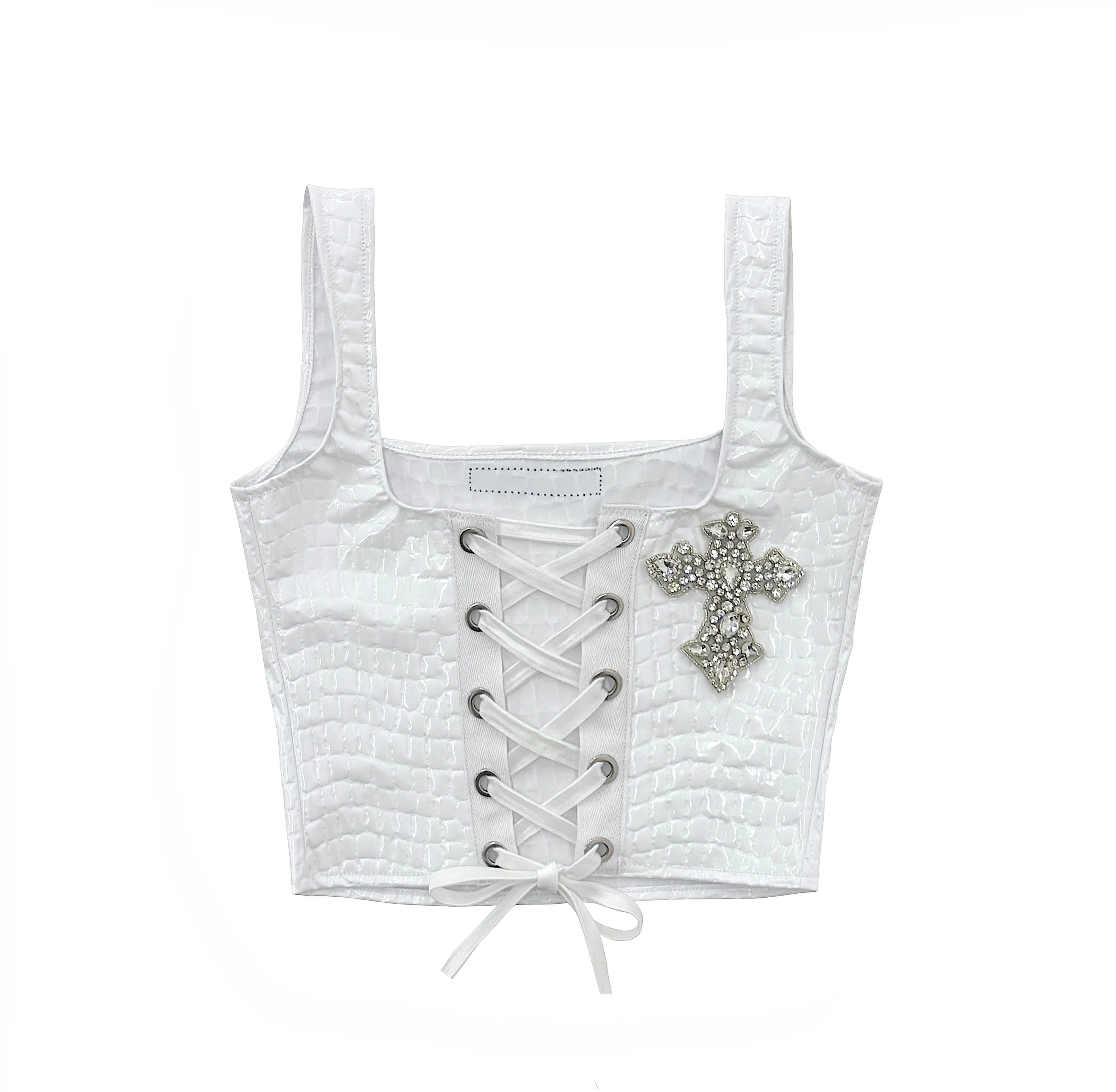 LACE-UP CROSS TOP RED
