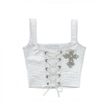 LACE-UP CROSS TOP RED