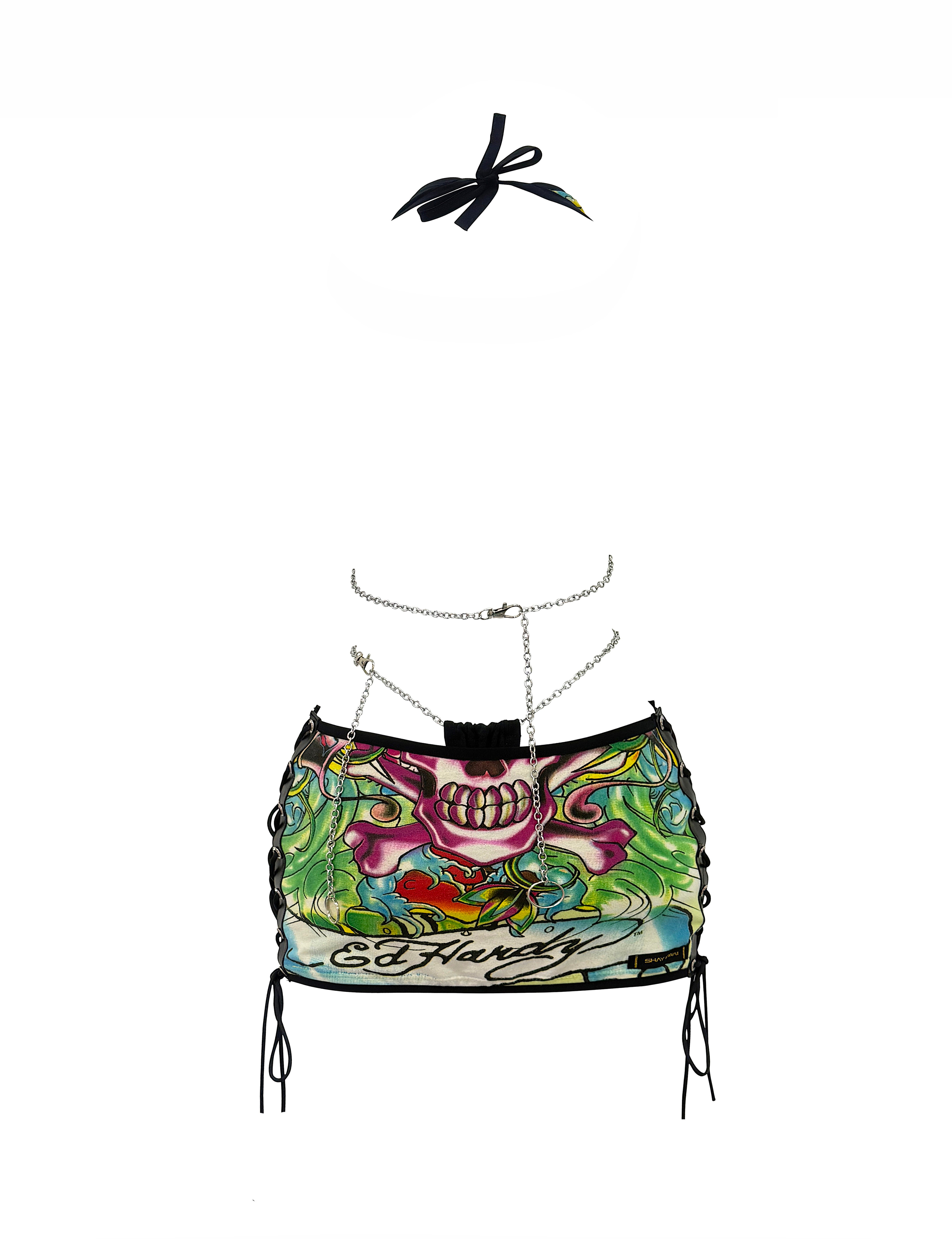 ENSEMBLE JUPE GOTHIQUE ED HARDY NOIRE ET ROUGE