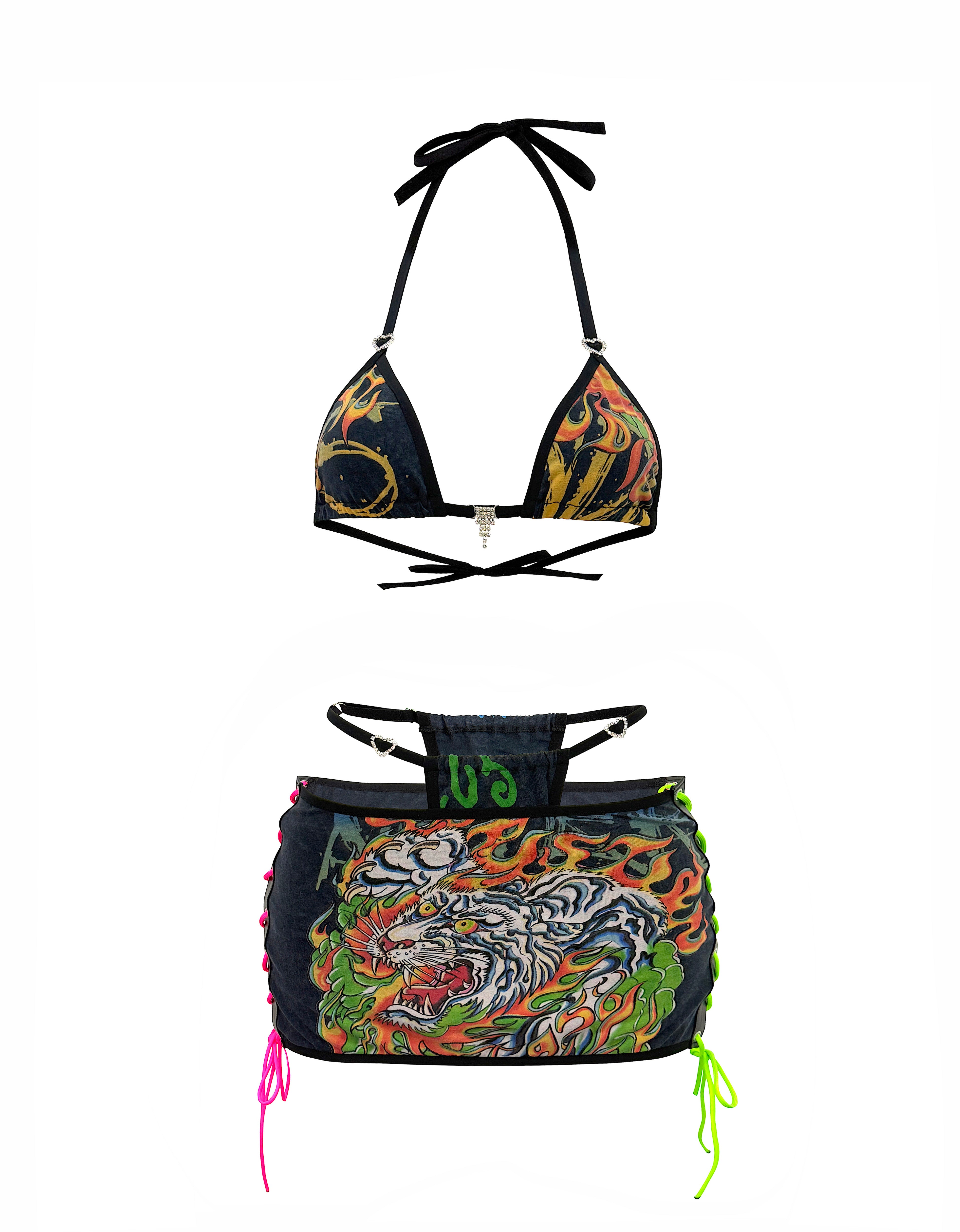 ENSEMBLE JUPE GOTHIQUE ED HARDY NOIRE ET ROUGE