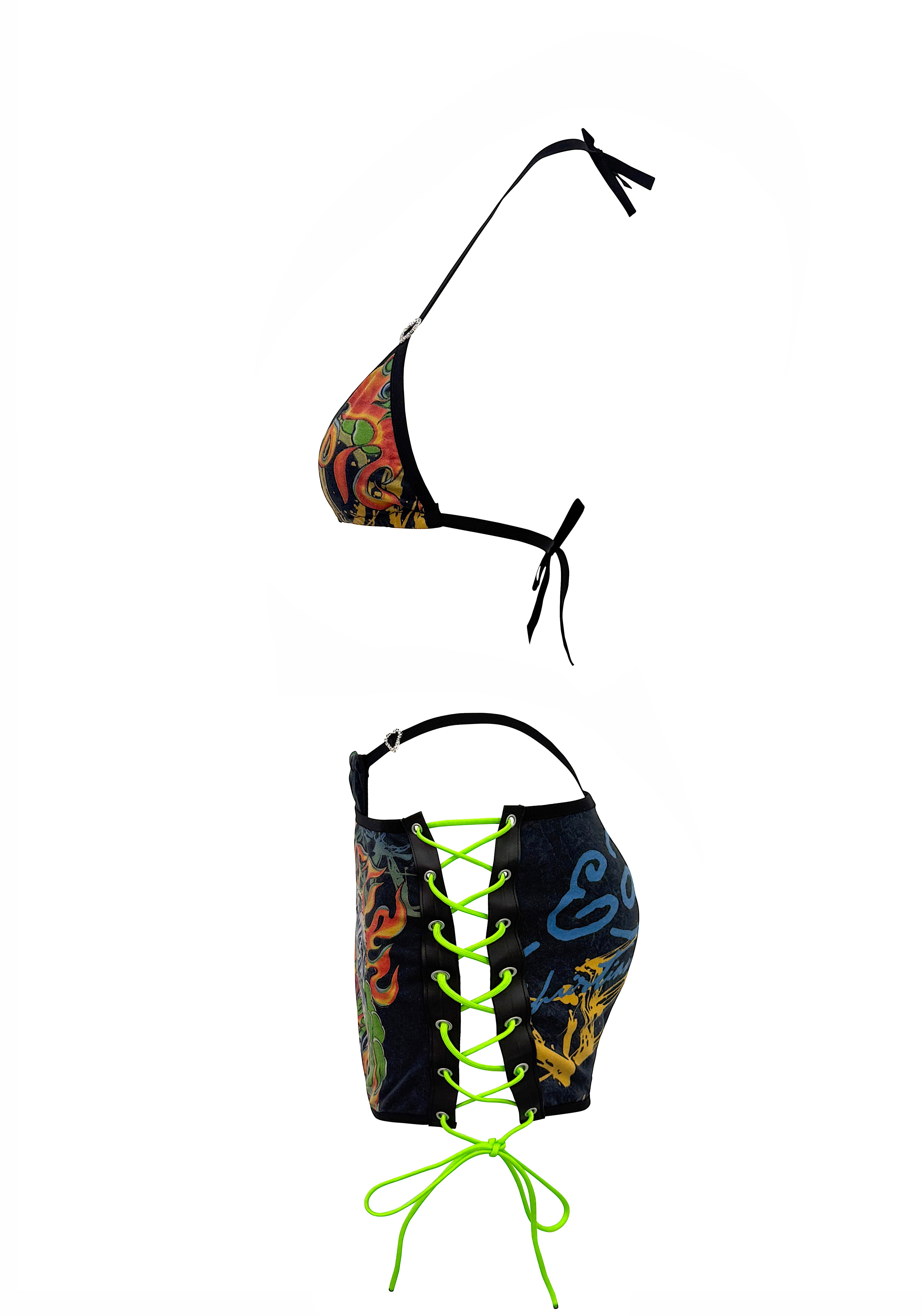 ENSEMBLE JUPE GOTHIQUE ED HARDY NOIRE ET ROUGE