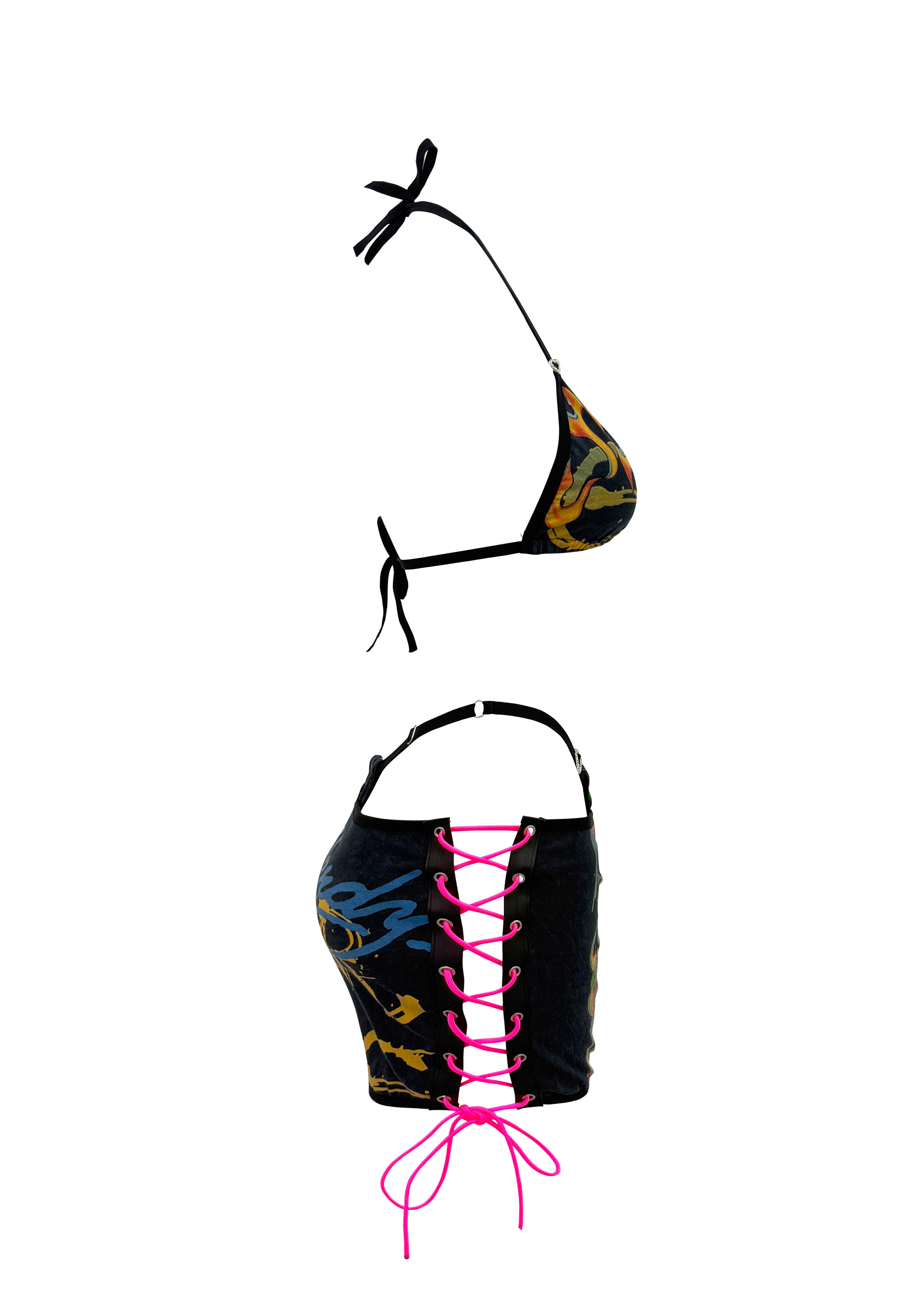 ENSEMBLE JUPE GOTHIQUE ED HARDY NOIRE ET ROUGE