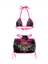 ENSEMBLE JUPE GOTHIQUE ED HARDY NOIRE ET ROUGE