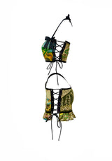 ED HARDY YELLOW REWORKED TUBE TOP & RUFFLE SKIRT SET