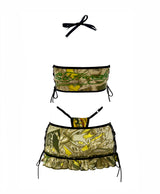 ED HARDY YELLOW REWORKED TUBE TOP & RUFFLE SKIRT SET