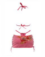 ED HARDY PINK CROSS REWORKED BIKINI & MINI SKIRT SET