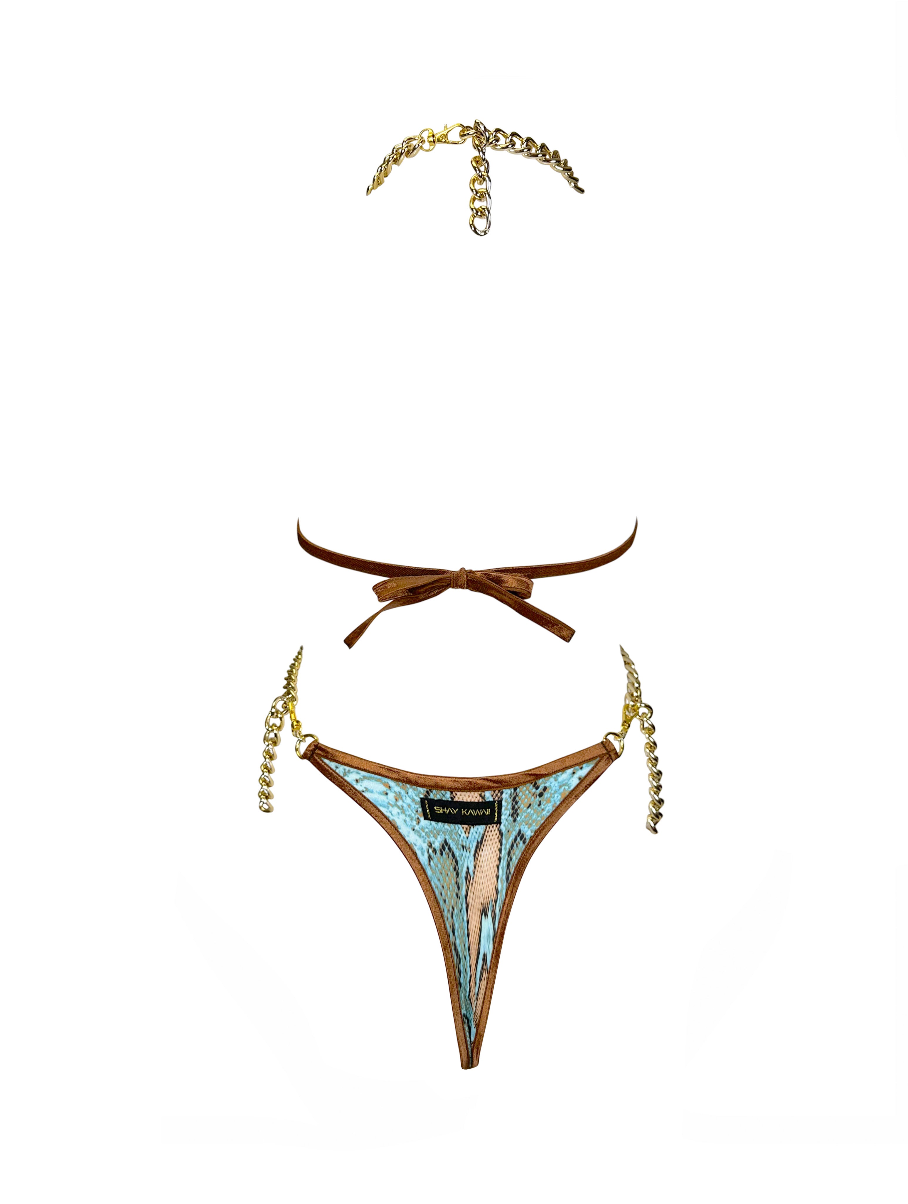 Python Onesies GODDESS GOLD CHAIN ONESIE BIKINI – shaykawaii