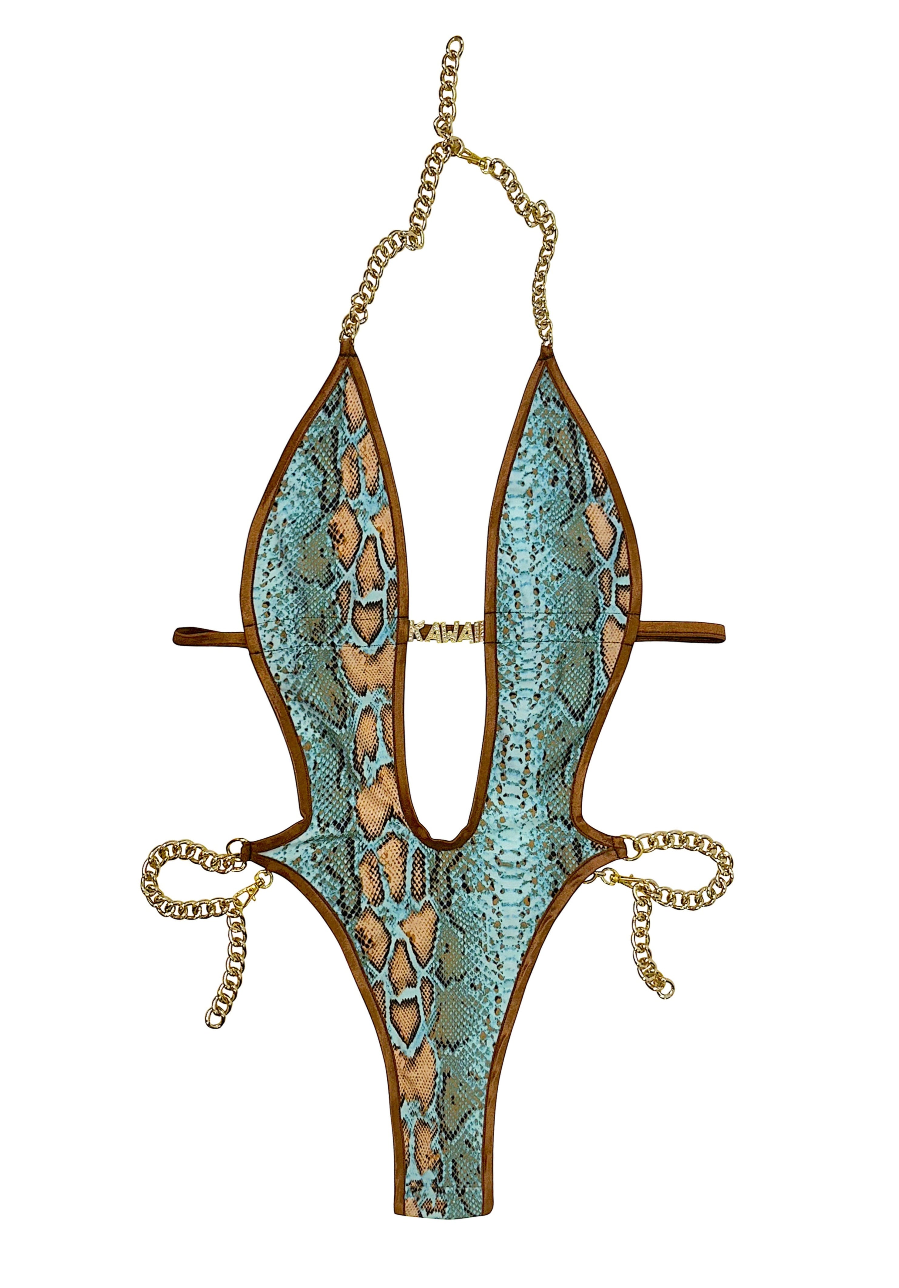 GODDESS GOLD CHAIN ONESIE BIKINI