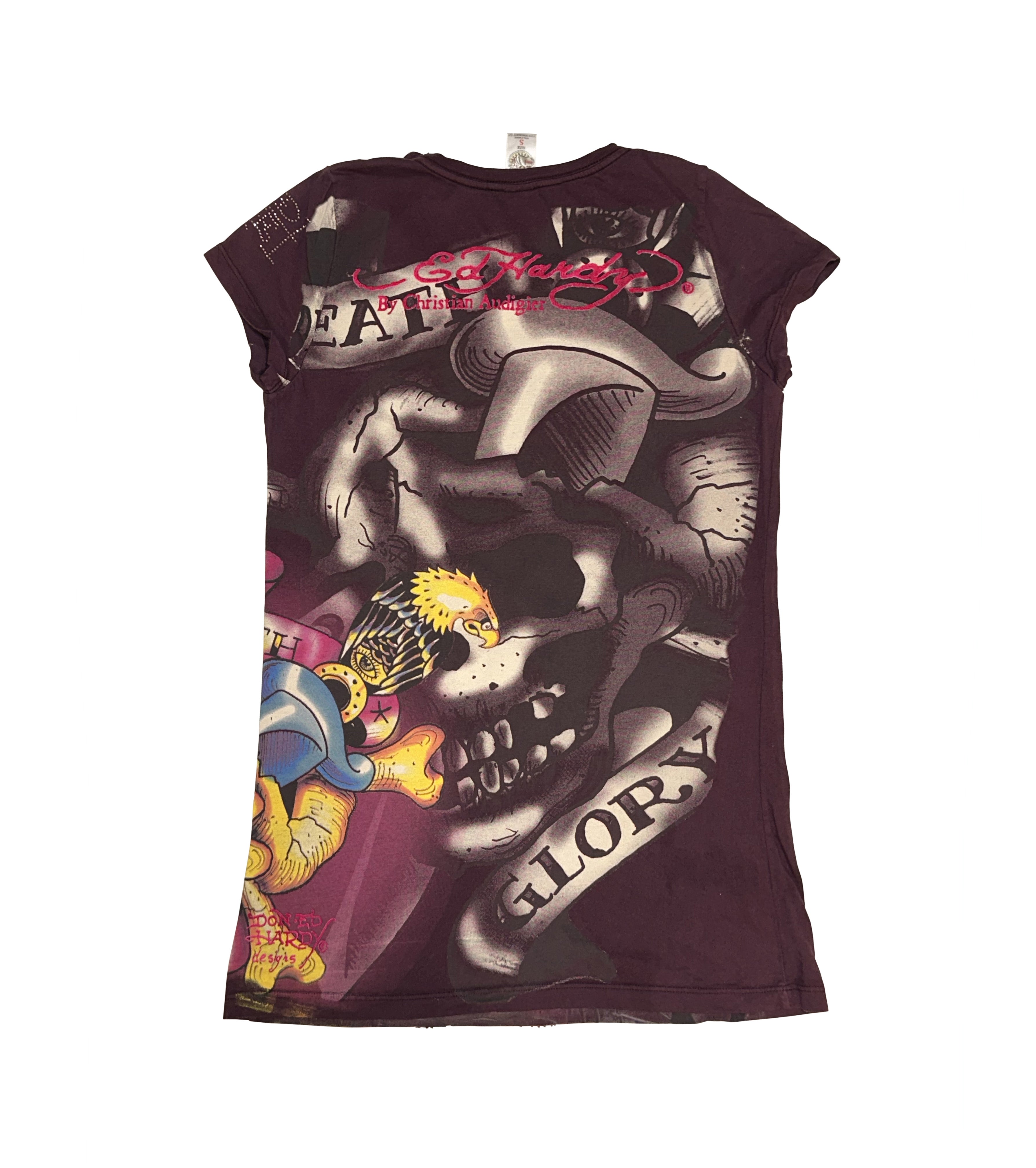 KUSTOM ED HARDY BURGUNDY SKULL DRESS