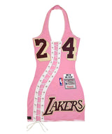 RTS LAKERS KOBE BRYANT REWORKED LACE-UP MINI DRESS PINK // SIZE MEDIUM