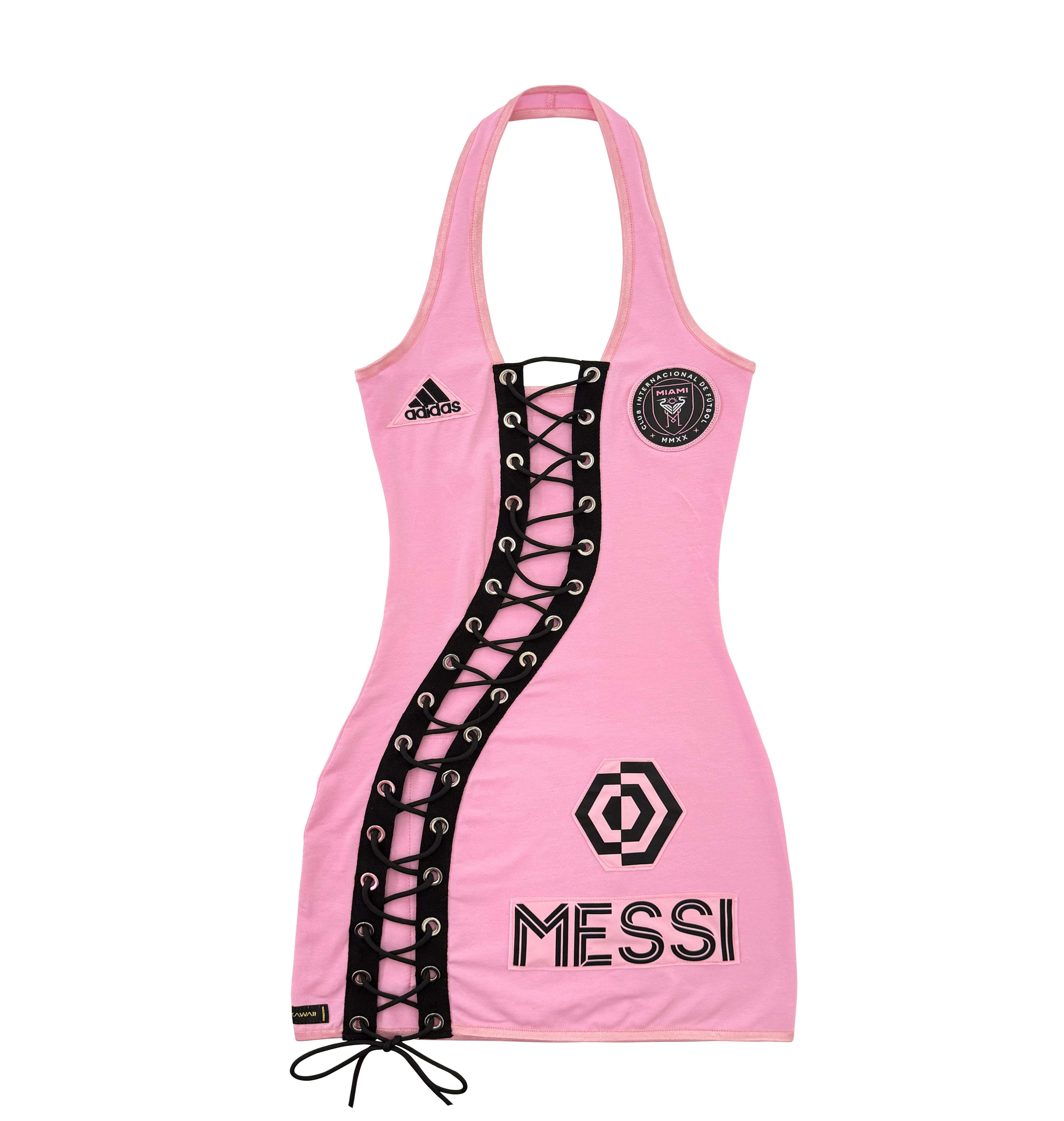 MESSI LACE-UP DRESS PINK