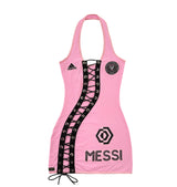 MESSI LACE-UP DRESS PINK