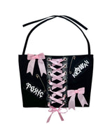 MILLE-FEUILLE BOW LACE-UP TUBE TOP