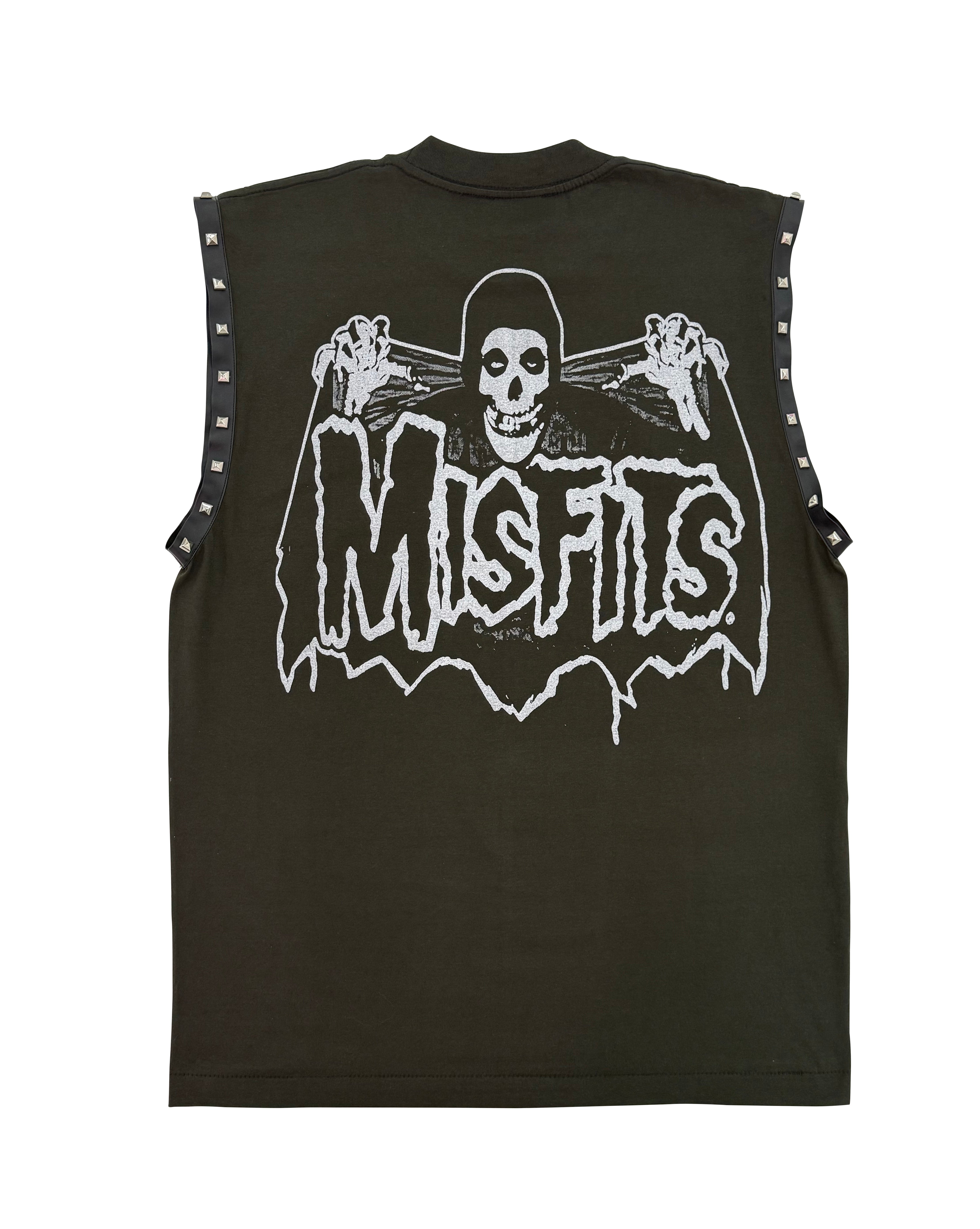 MISFITS GREY AND PURPLE STUDDED TEE