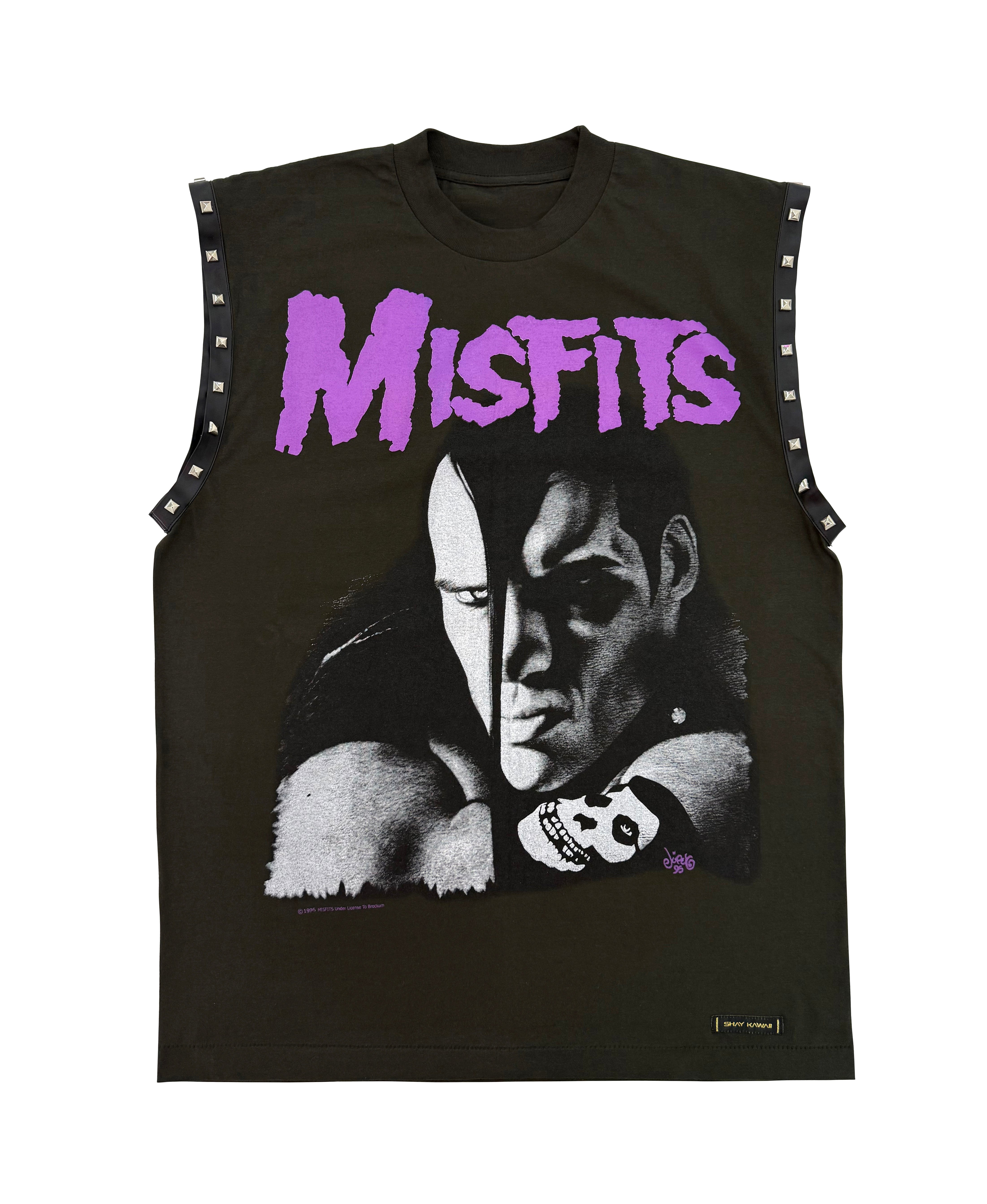 MISFITS GREY AND PURPLE STUDDED TEE
