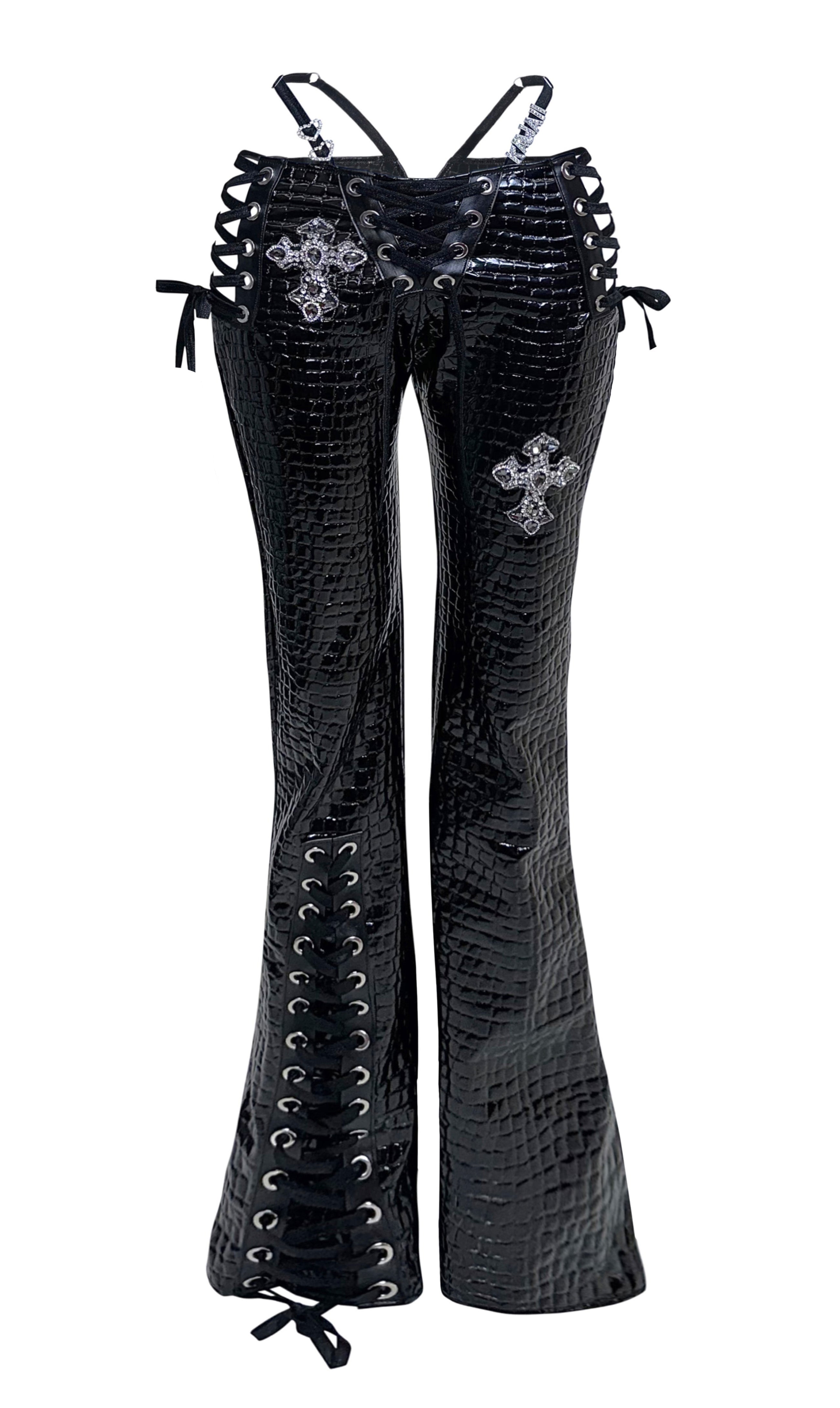 PEEKABOO CROC PANTS BLACK – shaykawaii