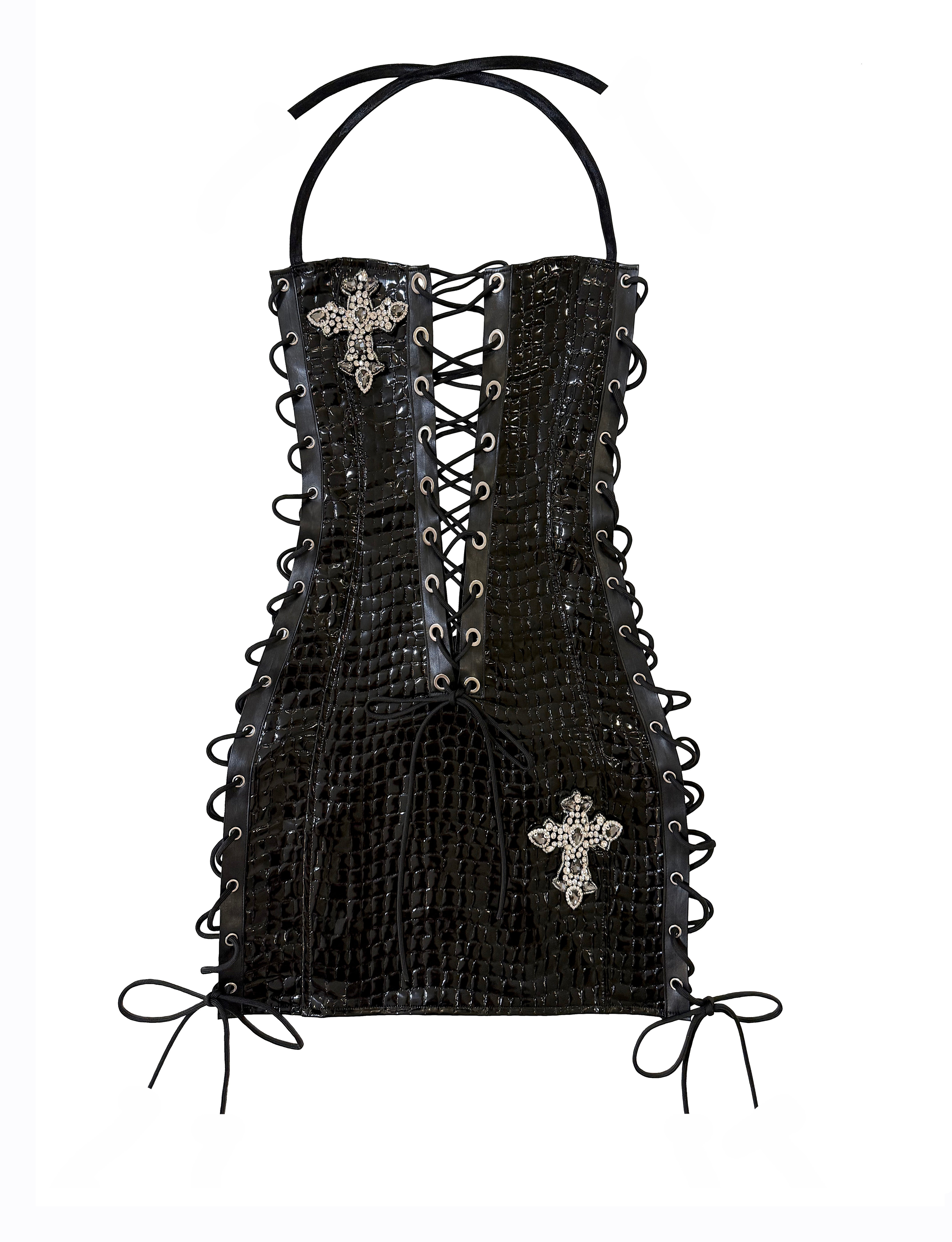 TIE ME CROC BLACK DRESS