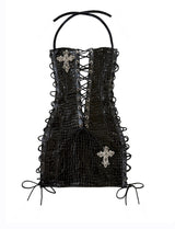 TIE ME CROC BLACK DRESS