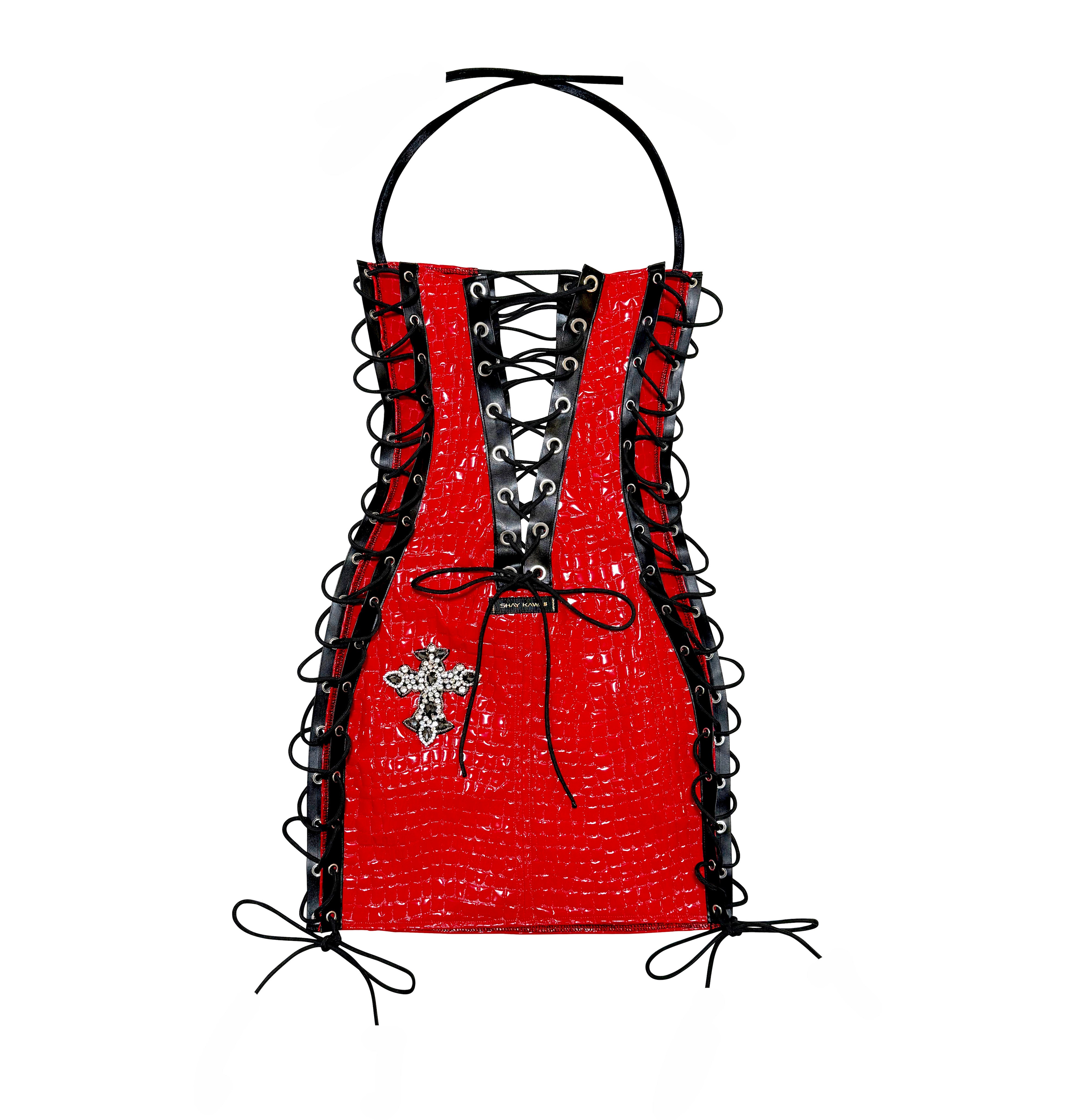 TIE ME CROC RED DRESS