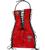 TIE ME CROC RED DRESS