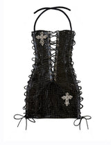 TIE ME LACE-UP CROC DRESS