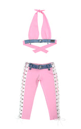 2000s DENIM HALTER TOP