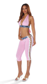 PANTALON CAPRI EN DENTELLE AN 2000