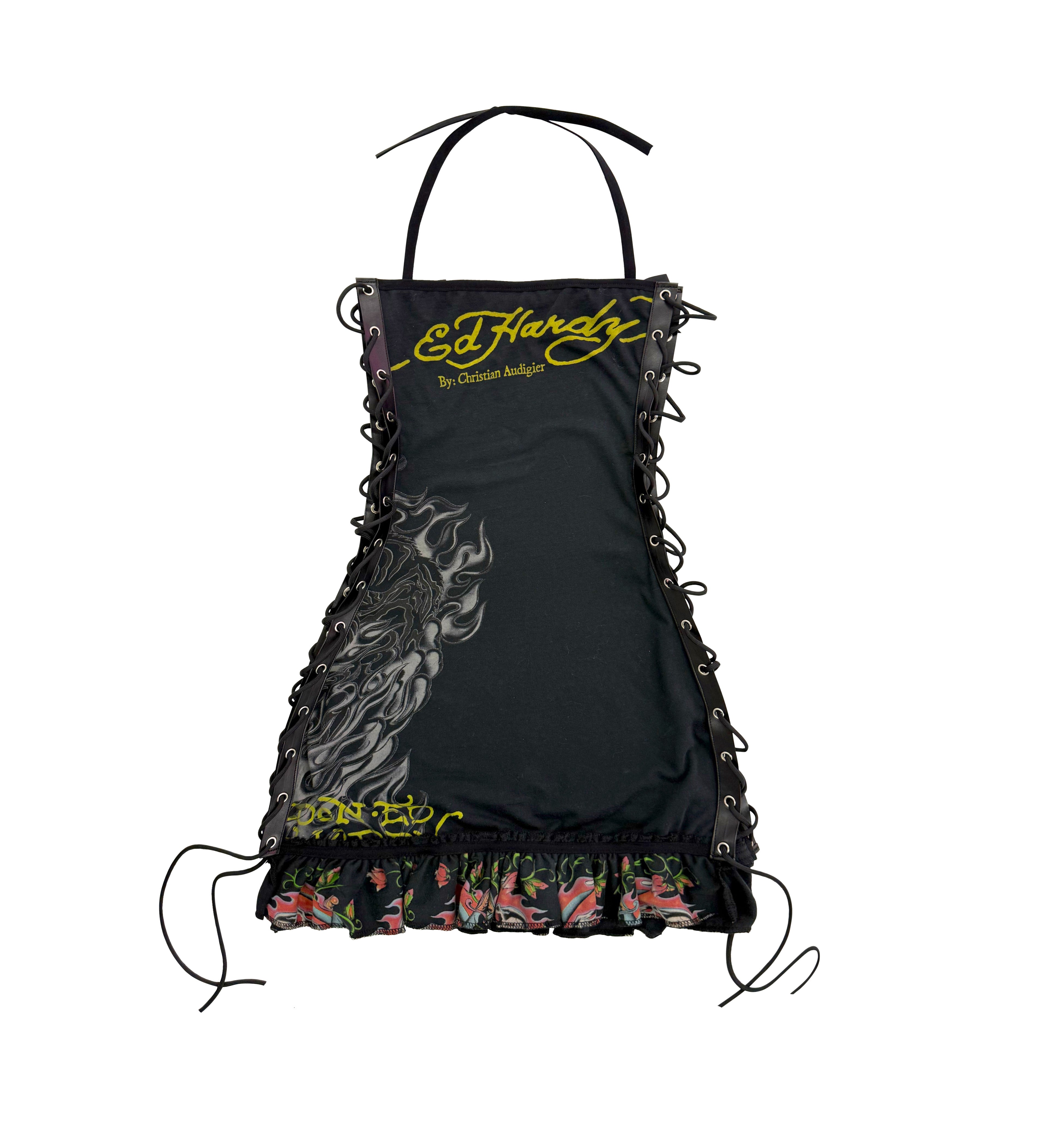 ED HARDY RHINESTONE BLACK TIGER DRESS