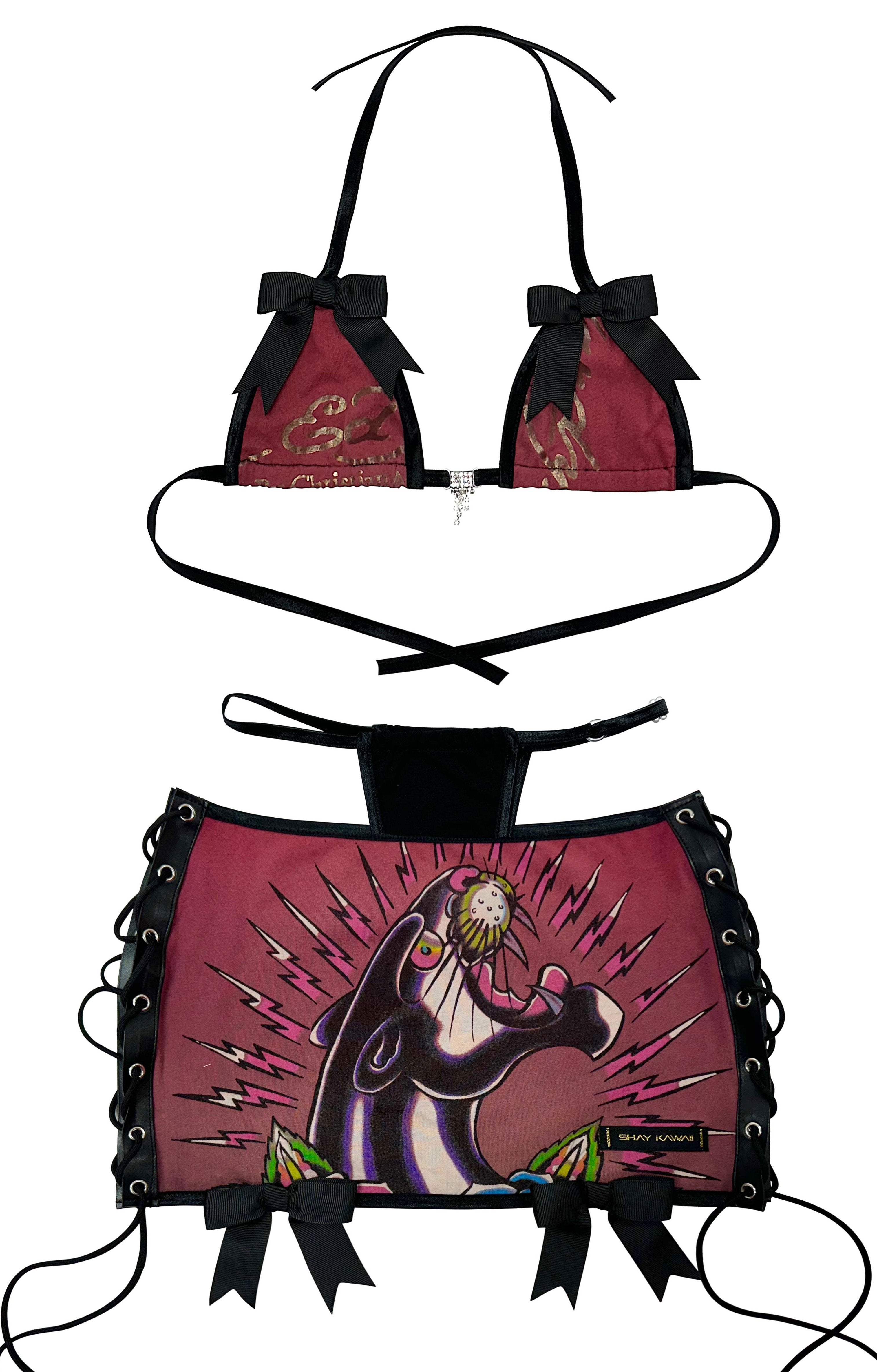 ED HARDY BURGUNDY PANTHER SET