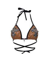 CROSS RHINESTONE BRA