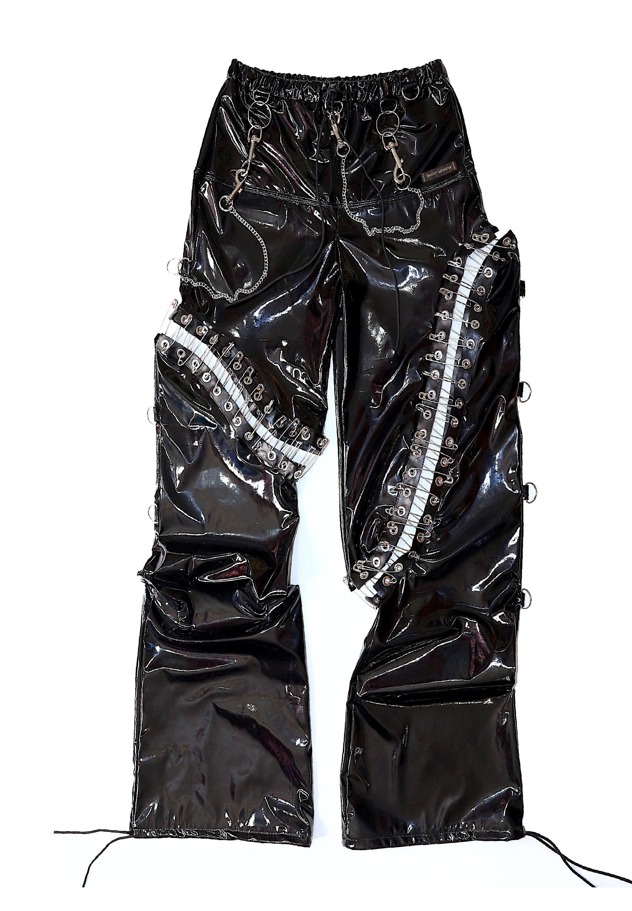 THE "DESTROY" SAFETY PINS VINYL PANTS