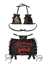 ED HARDY BLACK & RED GOTHIC SKIRT SET