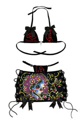 ED HARDY BLACK SKULL & FLOWER SKIRT SET