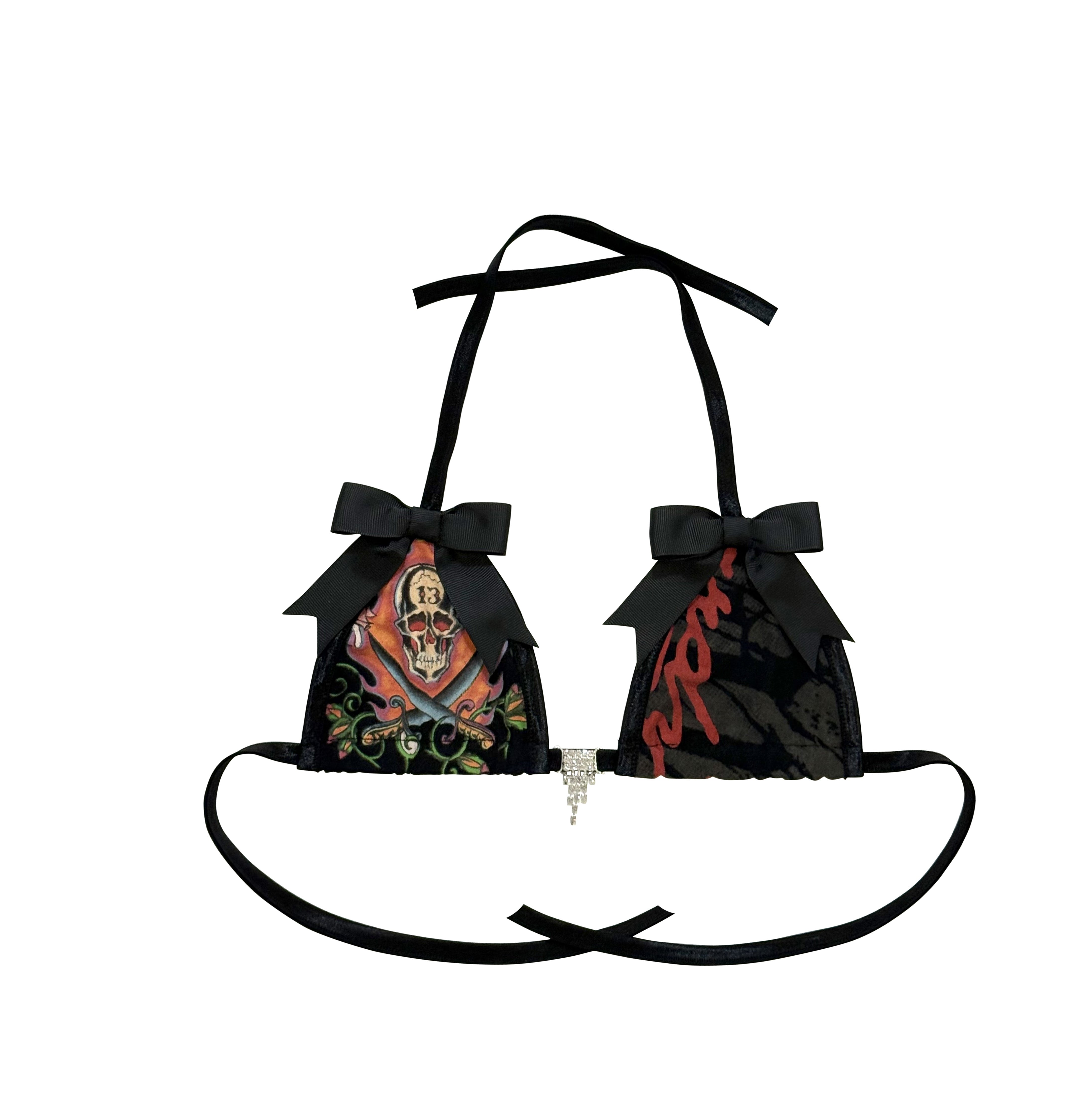ED HARDY BLACK & RED GOTHIC SKIRT SET